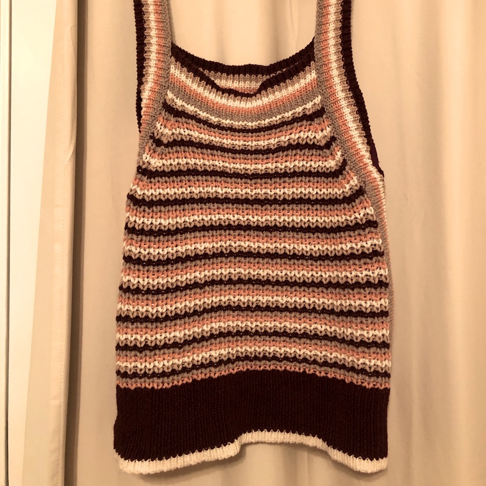 Wilfred Crochet Knit Tank Stripe Linen Blend